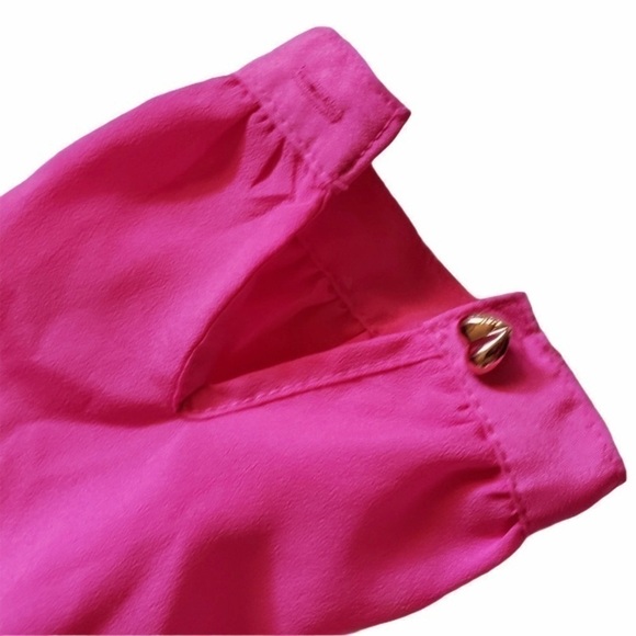 Baker by Ted Baker Pleated Long Sleeve Dressy Top Bright Pink Girl’s Size 4 - Picture 3 of 5